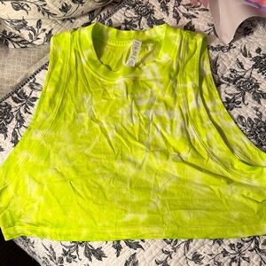 Lululemon Athletica Neon Yellow Tie-Dye Crop Top